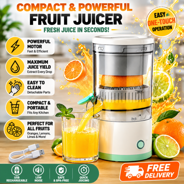 Compact Power Juicer🍊 – Fresh Juice Fast, Anytime ✅